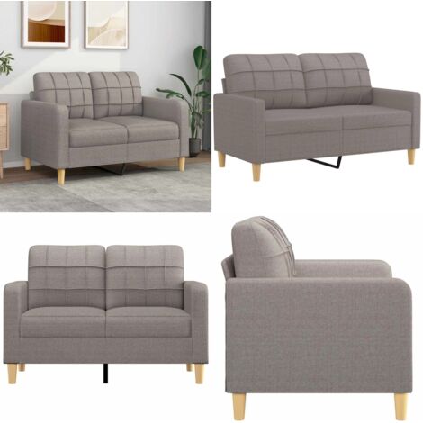 Sofá de 2 plazas de tela gris taupé 120 cm - Sofá gris - Sofá de tela
