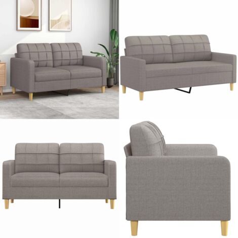 Sofá de 2 plazas de tela gris taupé 140 cm - Sofá gris - Sofá de tela