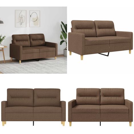 Sofá de 2 plazas de tela marrón 120 cm - Sofá de tela - Sofá marrón