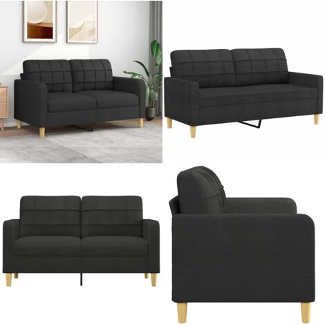 Sofá de 2 plazas de tela negro 140 cm - Sofá negro - Sofá de tela