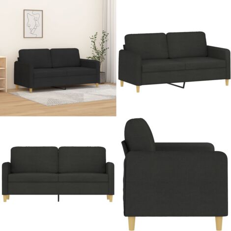 Sofá de 2 plazas de tela negro 140 cm - Sofá negro - Sofá de tela