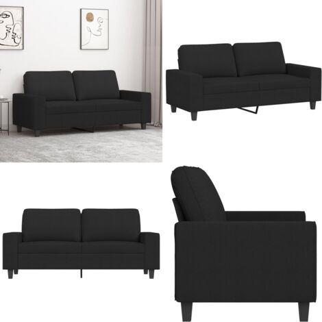 Sofá de 2 plazas de tela negro 140 cm - Sofá negro - Sofá de tela
