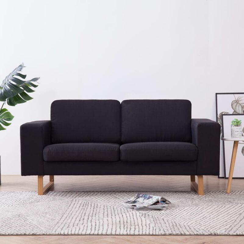 

Happyshopping - Sofa de 2 plazas de tela negro