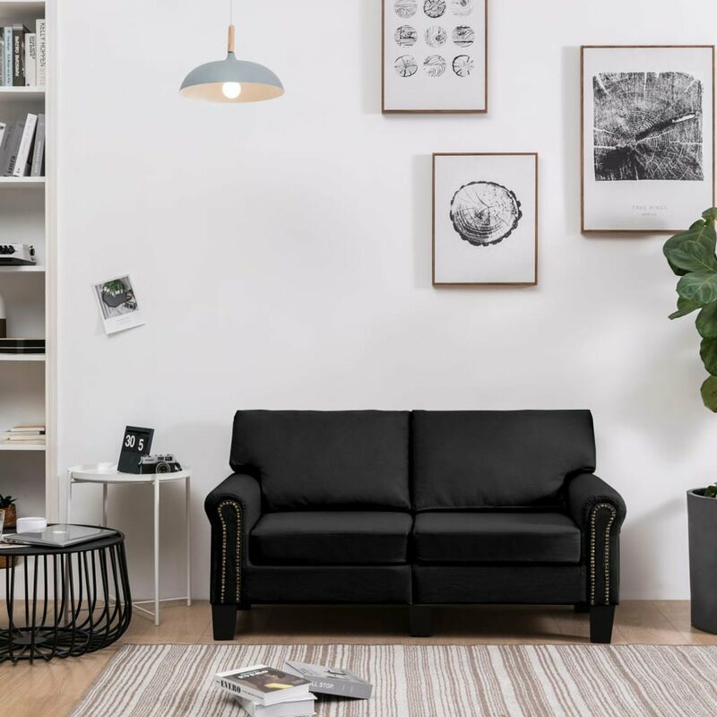 

Sofa de 2 plazas de tela negro