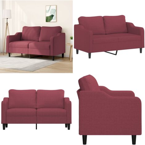 Sofá de 2 plazas de tela rojo tinto 140 cm - Sofá de tela - Sofá rojo tinto