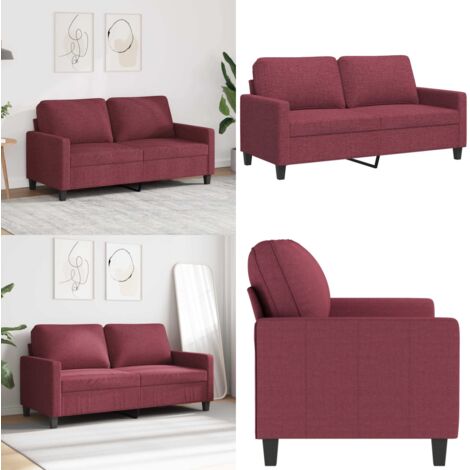 Sofá de 2 plazas de tela rojo tinto 140 cm - Sofá de tela - Sofá rojo tinto