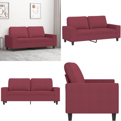 Sofá de 2 plazas de tela rojo tinto 140 cm - Sofá de tela - Sofá rojo tinto