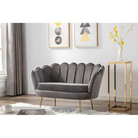 PASCAL MORABITO Sofá de 2 plazas de terciopelo antracita DANDELION - Venta-unica.com - Gris antracita