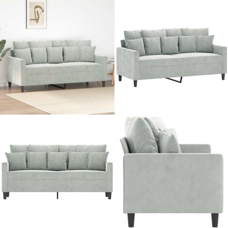 Sofá de 2 plazas de terciopelo gris claro 140 cm - Sofá de terciopelo - Sofá gris claro