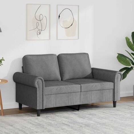 Sofá de 2 plazas de terciopelo gris oscuro 120 cm
