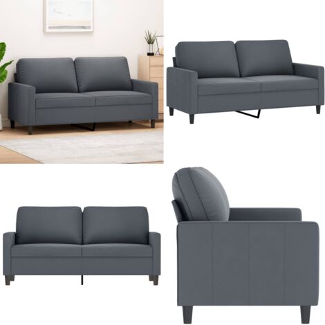 Sofá de 2 plazas de terciopelo gris oscuro 140 cm - Sofá de terciopelo - Sofá gris oscuro
