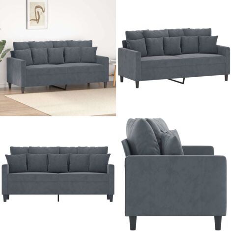 Sofá de 2 plazas de terciopelo gris oscuro 140 cm - Sofá de terciopelo - Sofá gris oscuro