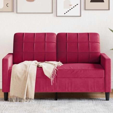 Sofá de 2 plazas de terciopelo rojo tinto 120 cm