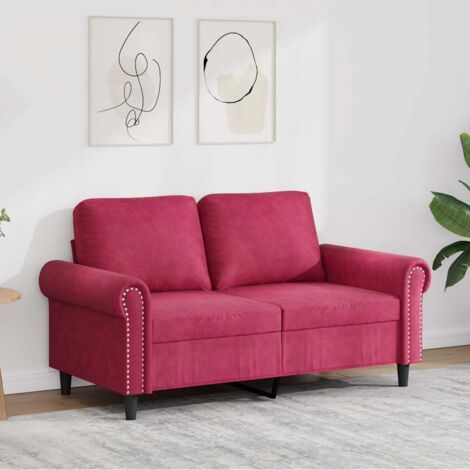 Sofá de 2 plazas de terciopelo rojo tinto 120 cm
