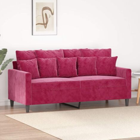Sofá de 2 plazas de terciopelo rojo tinto 140 cm