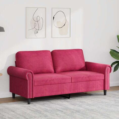 Sofá de 2 plazas de terciopelo rojo tinto 140 cm
