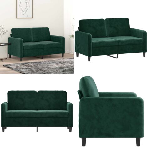 Sofá de 2 plazas de terciopelo verde oscuro 120 cm - Sofá de terciopelo - Sofá verde oscuro