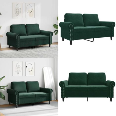 Sofá de 2 plazas de terciopelo verde oscuro 120 cm - Sofá de terciopelo - Sofá verde oscuro