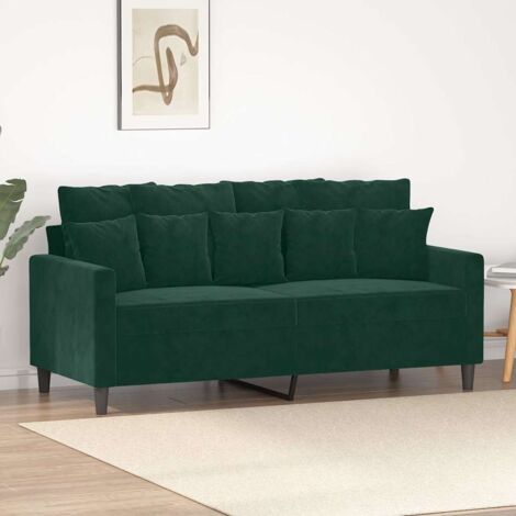 Sofá de 2 plazas de terciopelo verde oscuro 140 cm