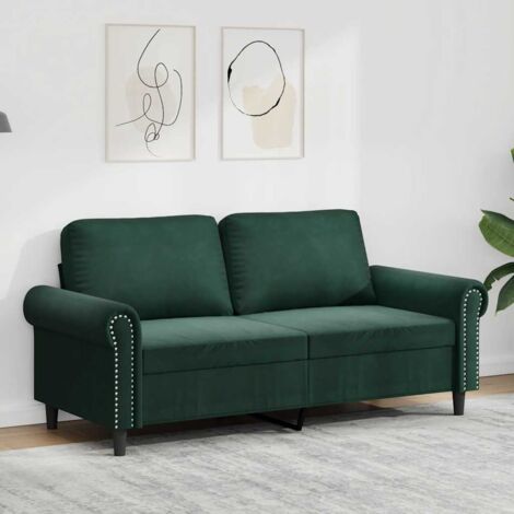 Sofá de 2 plazas de terciopelo verde oscuro 140 cm