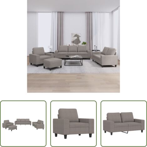Sofá de 2 plazas -  Juego de sofás 4 piezas tela gris taupe