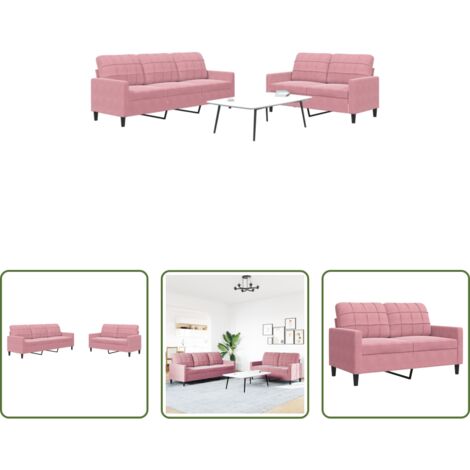 Sofá de 2 plazas -  Juego de sofás con cojines 2 piezas terciopelo rosa