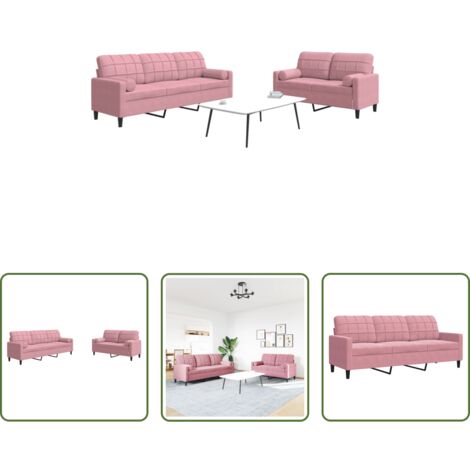 Sofá de 2 plazas -  Juego de sofás con cojines 2 piezas terciopelo rosa