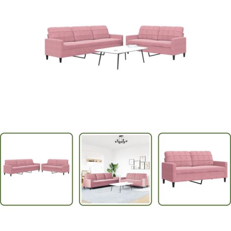 Sofá de 2 plazas -  Juego de sofás con cojines 2 piezas terciopelo rosa