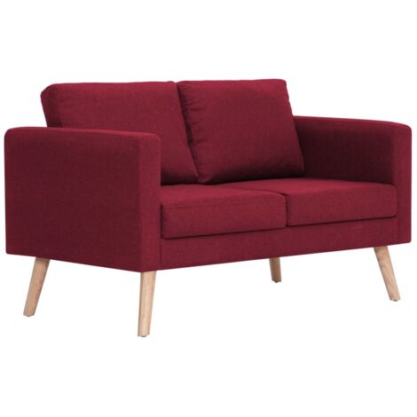 Sofá de 2 plazas para salón interior de casa tela rojo burdeos 020018928