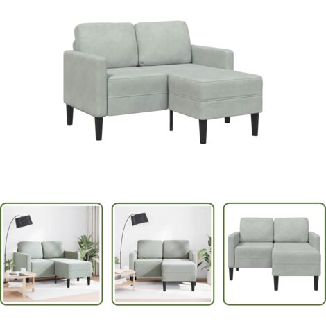 Sofá de 2 plazas -  Sofá de 2 plazas con chaise longue en forma L gris claro 125 cm