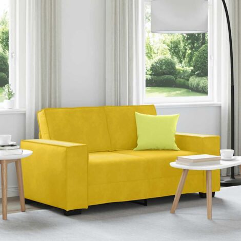 Sofá de 2 plazas terciopelo amarillo 120 cm
