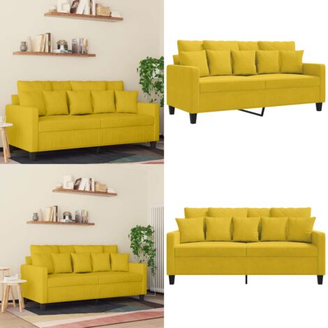 Sofá de 2 plazas terciopelo amarillo 140 cm - Sofá amarillo - Sofá terciopelo