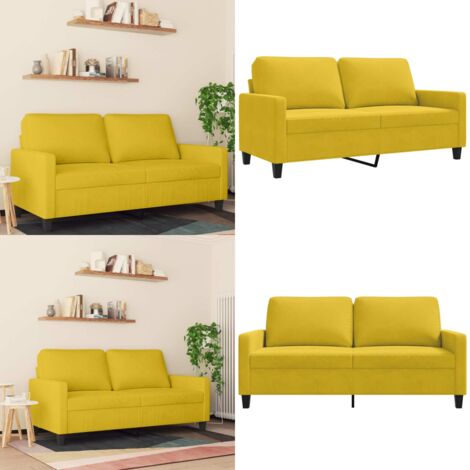 Sofá de 2 plazas terciopelo amarillo 140 cm - Sofá amarillo - Sofá terciopelo