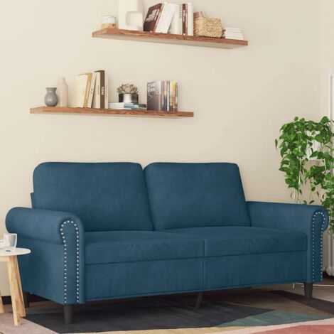 Sofá de 2 plazas terciopelo azul 140 cm