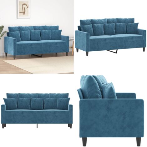 Sofá de 2 plazas terciopelo azul 140 cm - Terciopelo azul - Sofá moderno