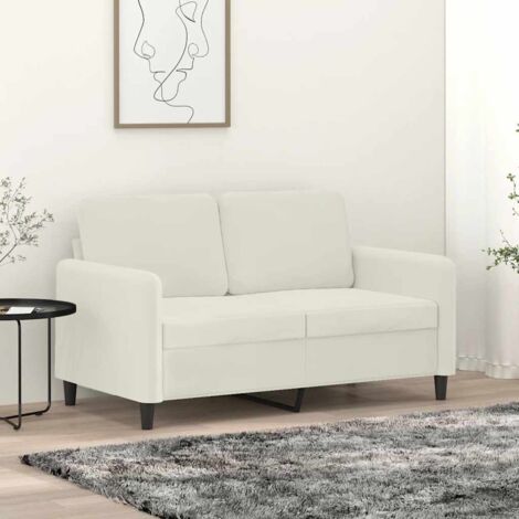 Sofá de 2 plazas terciopelo color crema 120 cm