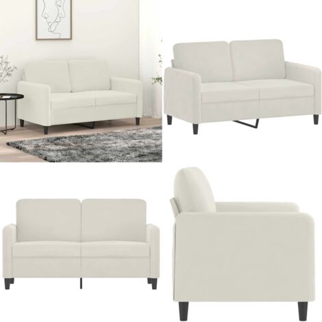 Sofá de 2 plazas terciopelo color crema 120 cm - Sofá terciopelo - Sofá crema