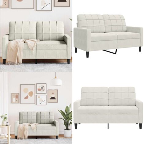 Sofá de 2 plazas terciopelo color crema 120 cm - Sofá terciopelo - Sofá crema