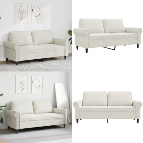 Sofá de 2 plazas terciopelo color crema 140 cm - Sofá terciopelo - Sofá crema