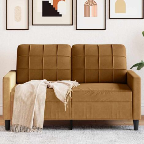 Sofá de 2 plazas terciopelo marrón 120 cm