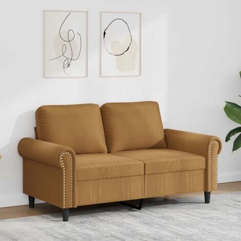 Sofá de 2 plazas terciopelo marrón 120 cm