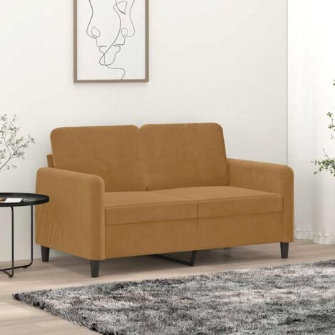 Sofá de 2 plazas terciopelo marrón 120 cm
