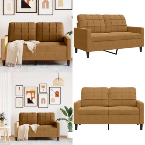 Sofá de 2 plazas terciopelo marrón 120 cm - Sofá de terciopelo - Sofá marrón