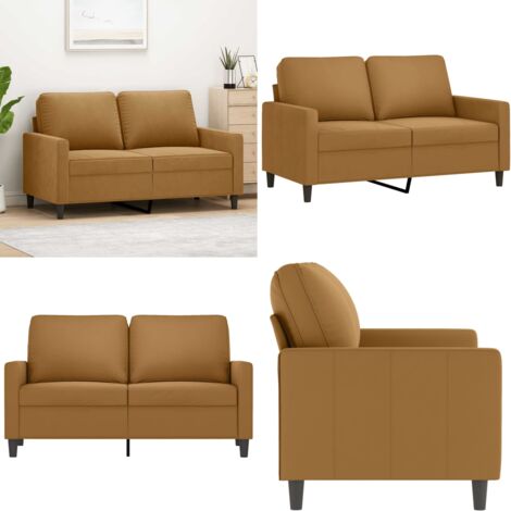 Sofá de 2 plazas terciopelo marrón 120 cm - Sofá terciopelo - Sofá marrón