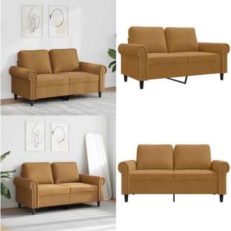 Sofá de 2 plazas terciopelo marrón 120 cm - Sofá terciopelo - Sofá marrón