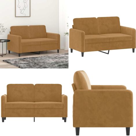 Sofá de 2 plazas terciopelo marrón 120 cm - Sofá terciopelo - Sofá marrón
