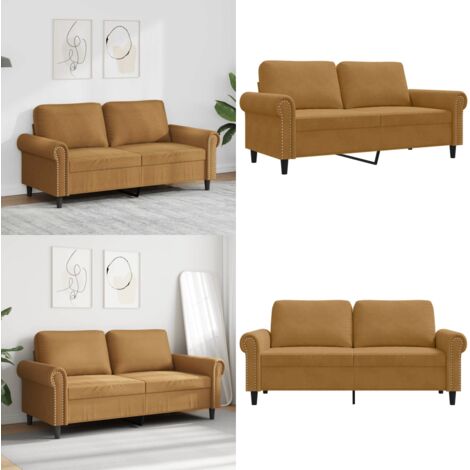 Sofá de 2 plazas terciopelo marrón 140 cm - Sofá terciopelo - Sofá marrón