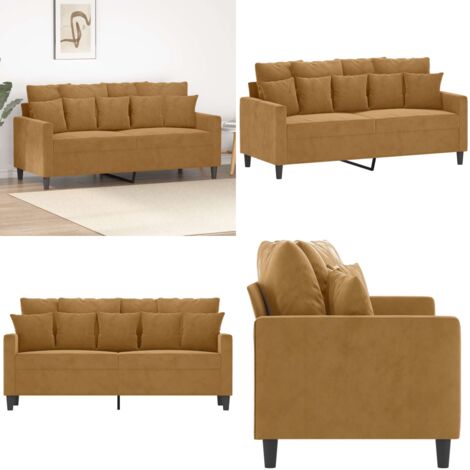 Sofá de 2 plazas terciopelo marrón 140 cm - Sofá terciopelo - Sofá marrón
