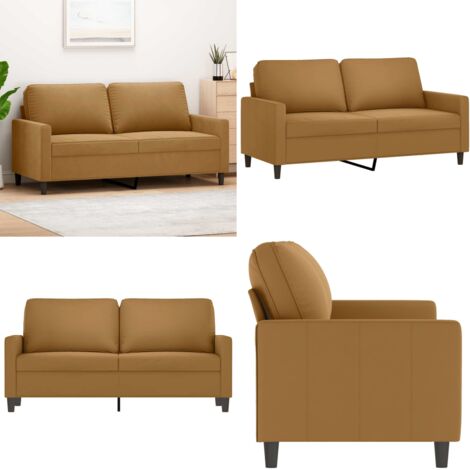 Sofá de 2 plazas terciopelo marrón 140 cm - Sofá terciopelo - Sofá marrón