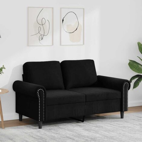 Sofá de 2 plazas terciopelo negro 120 cm